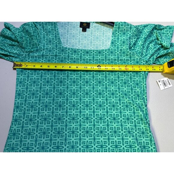 JM Collection Size Small Rayon Span Knit Square Neck Top Neo Jade - Picture 5 of 9